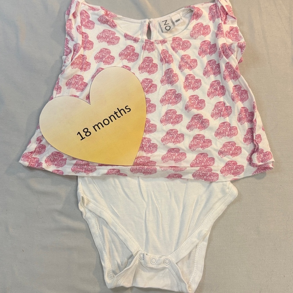 NOHO - Pink and White Baby Bodysuit Dress